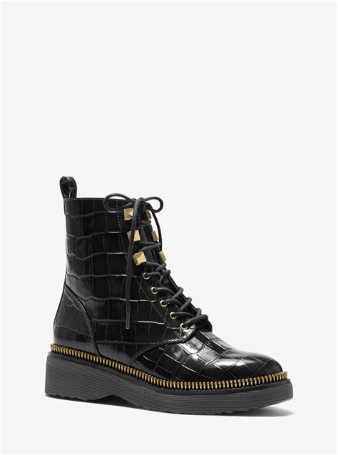 haskell combat boot michael michael kors|Haskell Crocodile Embossed Leather Combat Boot .